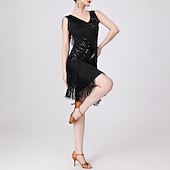 economico Abiti da Pratica-Danza Latina Vestito Nappa Colore puro Giunzione Per donna Performance Allenamento Senza Maniche Alto Poliestere