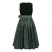 economico Abiti Dirndl-Birra Oktoberfest Oktoberfest Vestito Dirndl Abiti tradizionali Lunghezza Midi Cameriera Bavarese Tedesco Prati Per donna Carnevale Feste Festa della birra Panno in stile tradizionale Senza camicetta