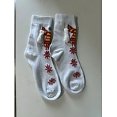 abordables calcetines caseros-Calcetines magnéticos navideños de edición invernal, medias navideñas rojas con diseño de bufanda, calcetines decorativos magnéticos con forma de ojo grande para sujetar las manos, decoración festiva de Navidad y Halloween.