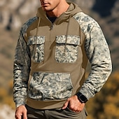 abordables Sudadera Táctica-Hombre Sudadera Sudadera con capucha y cremallera de un cuarto Sudadera táctica con capucha Sudadera con capucha de camuflaje Rojo tinto Negro Verde Ejército Azul Real Caqui Con Capucha Color