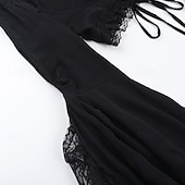 お買い得  トップス-ゴシック クロップトップ シュラッグトップ ベル 魔女 モーティシア・アダムス レース 仮装 女性用 ファンタジー ハロウィーン カーニバル 性能 パーティー 大人 上着