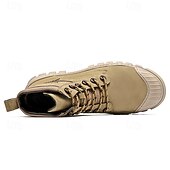 abordables Bottes de travail-Bottines de randonnée kaki pour homme avec semelle extérieure en caoutchouc épais – chaussures d&#039;extérieur respirantes et durables pour l&#039;alpinisme, le travail et les voyages d&#039;aventure