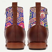 baratos sapatos Jacquard-Homens Botas Caminhada Pele PU Tecido Jacquard Confortável Antiderrapante Respirável Botas / Botins Com Cadarço Marrom / Azul Primavera Outono Inverno