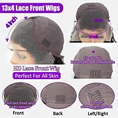 economico Parrucche lace front capelli veri-Parrucche frontali in pizzo riccio 13x4 capelli umani, parrucca riccia crespa di capelli umani per donne, parrucche frontali in pizzo trasparente HD nero naturale senza colla, capelli umani