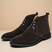 abordables Bottines-Bottines chukka en similicuir marron pour homme avec fermeture à lacets, bottines décontractées pour un usage quotidien, professionnel et semi-formel