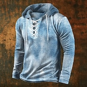 preiswerte Geometrisches Muster-Herren Geometrisch Kapuzensweatshirt Pullover Stilvoll Vintage-Retro Langarm Mit Kapuze Streetwear Blau Weiß Grün Kordelzug Herbst Winter Designer S M L XL XXL XXXL