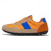 preiswerte Sneaker für Herren-Grüne Colorblock-Retro-Sneaker für Herren – bequeme Freizeit-Laufschuhe für Sportbekleidung, City-Outfits und Wochenendausflüge