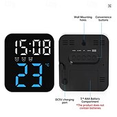 baratos eletrodomésticos-Relógio de parede digital LED com display de temperatura e tempo, despertador de mesa com brilho ajustável, decoração para casa e mesa, relógio eletrônico