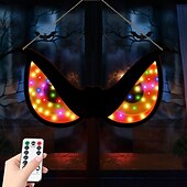 cheap Decorative Lights-Halloween Decorations Spooky Eyes Lights 21 Inch Large Wooden Halloween Window Eye Lights with 8 Color Modes and USB/Battery Operated for Home Wall Window Trees Halloween Decor