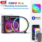 Недорогие Умные декоративные огни-Умная светодиодная настольная лампа, RGB, IC освещение, ночник с меняющимися цветами, синхронизация с музыкой, режим «сделай сам», плавная регулировка яркости, для спальни &amp;игр