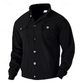 preiswerte Lässige Jacken-Herren Leichte Jacke Cordjacke Freizeitjacke Urlaub Täglich Atmungsaktiv Tasche Frühling Herbst Einfach Mode Klassisch Revers Regulär Schwarz Braun Hellgrau Armeegrün Aprikose Jacken