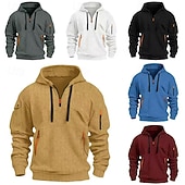 economico Felpa Tattica-Per uomo Felpa con cappuccio Felpa con cappuccio e zip corta Felpa con cappuccio tattica Tattico Nero Bianco Rosso Blu Cachi Con Cappuccio Semplice Cerniera Testurizzato Sport &amp; Outdoor Casuale