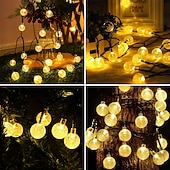 preiswerte Lichterketten für Partys-Solar Glühbirnen Lichterkette Außen 50 LEDs 7m Kristallball Solarlicht 6.5m 30 LEDs Außen IP65 wasserdicht 8 Modelle Lichterkette Feenlampen Solar Garten Girlanden Dekoration