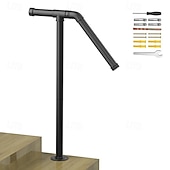 olcso Otthoni kellékek-1 darabos öntöttvas lépcsőkorlát-készlet, kültéri függőleges fém korlát, lakkozott felülettel, felületi rögzítéssel a külső lépcső biztonsága érdekében