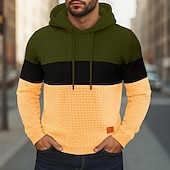 preiswerte Basic-Hoodies für Herren-Herren Kapuzensweatshirt Pullover Kapuzensweatshirt Weiß Gelb Armeegrün Rote Marineblau Mit Kapuze Farbblock Einfach Patchwork Farbblock Strukturiert Sport &amp; Outdoor Lässig Täglich Streetwear Cool
