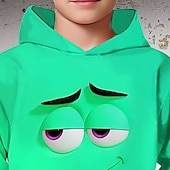 billiga Pojkens 3D Vision &amp; Geometri-Pojkar 3D Grafisk Tecknat Huvtröja Långärmad Vår Höst Mode Streetwear Barn 4-12 år Huva Utomhus Ledigt Dagligen Normal