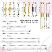 abordables Arts, artisanat et couture-22 fermoirs magnétiques pour bijoux et rallonges de collier, tailles et styles assortis, dorés &amp;rallonges de chaîne magnétiques argentées pour colliers et bracelets DIY