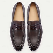 baratos Mocassins de couro premium-Homens Sapatos sociais Sapatos de vestir Mocassins Clássicos Caminhada Casual Couro Confortável Antiderrapante Mocassim Café
