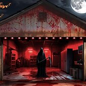Halloween Grim Reaper Garage Door Cover, Scary Haunted House Decor, Creepy Bloody Scene Curtain for Spooky 2025 Halloween Outdoor Decorations4