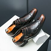 economico Formale-scarpe eleganti da uomo in pelle nera con cinturino alla caviglia – calzature formali da ufficio per matrimoni, feste e lavoro
