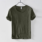 abordables T-shirts en Coton et Lin-Homme T-shirt en coton T-shirt Manches courtes Col ras du cou Été Uni Mode Designer Basique Style Classique Vacances Rue Sortir Blanche Noir Bleu T-shirt haut de gamme pour homme