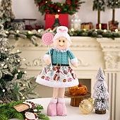 お買い得  装飾品-クリスマスのピンクの伸縮式サンタと雪だるまの置物、高さ調節可能なクリスマスオーナメント、テーブル、棚、窓のディスプレイ、ホリデーデコレーション