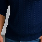 preiswerte Klassisches Poloshirt für Herren-Herren Poloshirts Rippenstrick-Top Geschäft Lässig V Ausschnitt Möwenhalsband Langarm Mode Basic Einfarbig Textur Stricken Herbst Winter Ganzjahres Normale Passform Weiß Burgunderrot Marineblau