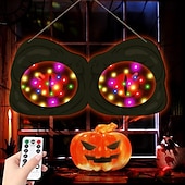 cheap Decorative Lights-Halloween Decorations Spooky Eyes Lights 21 Inch Large Wooden Halloween Window Eye Lights with 8 Color Modes and USB/Battery Operated for Home Wall Window Trees Halloween Decor