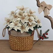 billiga Kransar, Girlander &amp; Swags-4 st konstgjorda julstjärnor – realistisk bukett för bröllop, veranda, trädgård, inomhus &amp;utomhussemester och heminredning