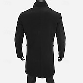 levne Pánský trenčkot-Pánské Kabát Trenčkot Dlouhý trenčkot Dovolená Denní Podzim Zima Polyester Zahřívací Yumuşak Svrchní oděvy Oblečení Módní Klasické Bez vzoru Kapsy Klopa Jednořadé
