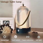cheap Lamps &amp; Lamp Shades-Vintage Table LampPortable Cordless Lamp Touch Control Stepless Dimmer Rechargeable LED Birdcage Lamp Dimmable Flame Light for Home Bedroom Outdoor Nursery Camping Gift