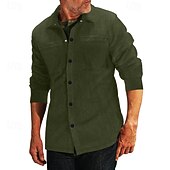economico camicia da uomo con bottoni-Per uomo Camicia Camicia casual Camicia da Spiaggia Camicia di Velluto a Coste Camicia con Bottoni Nero Verde militare Grigio Manica Lunga Semplice Bavero Vacanza Camicia hawaiana Tasca Abbigliamento