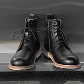 abordables Bottines-Bottines à lacets en similicuir marron pour homme, chaussures d&#039;extérieur décontractées classiques pour le travail et le quotidien