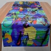 ieftine Fețe de masă-1PC Runner de Masă Graffiti Colorat Steag de Masă - Măsuță dreptunghiulară imprimată digital pentru restaurant banchet decorare petrecere (33x180cm/13x70.5in)