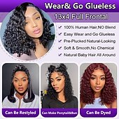 economico Parrucche lace front capelli veri-Parrucche frontali in pizzo riccio 13x4 capelli umani, parrucca riccia crespa di capelli umani per donne, parrucche frontali in pizzo trasparente HD nero naturale senza colla, capelli umani