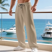 abordables Pierna Recta-Hombre Pantalones de Deporte Pantalones Pantalones deportivos de pierna recta Pantalones de gofres Correa Bolsillo Cintura elástica Plano Comodidad Deporte Diario Moda Casual Negro Blanco