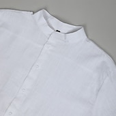 economico Strada-Per uomo Camicia Camicia di lino Camicia con colletto alla coreana Camicia Estiva Abbigliamento da spiaggia Camicia con Bottoni Semplice Vacanza Crociera Nero Bianco Arancione Grigio Manica Corta