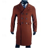 preiswerte Herren-Blazer &amp; -Anzüge-Herren Mantel Trenchcoat Langer Trenchcoat Urlaub Täglich Herbst Winter Polyester Winddicht Warm Oberbekleidung Bekleidung Mode Klassisch Einfach Tasche Revers Doppelreihig