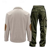 economico Tute basic-Per uomo Maglia Tuta da Ginnastica Set di abiti Collo alla coreana All'aperto Quotidiano Sportivo Coulisse Tasca Blocco di colori Nero Blu marino Marrone Poliestere Velluto a coste Abbigliamento