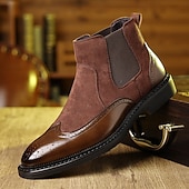 billiga Chelsea stövlar-herr chelseaboots med vingspetsbrogue - klassiska business casual ankelboots för kontor och vardagsbruk