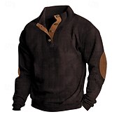 economico Felpe di base-Per uomo Maglia Velluto a coste Felpa con cappuccio Maglione Felpa con cappuccio abbottonata Aalbicocca Blu denim Nero Bianco Verde militare Colletto Mao Semplice Patchwork Sport &amp; Outdoor Casuale