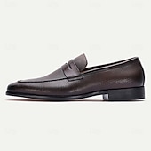 baratos Mocassins de couro premium-Homens Sapatos sociais Sapatos de vestir Mocassins Clássicos Caminhada Casual Couro Confortável Antiderrapante Mocassim Café