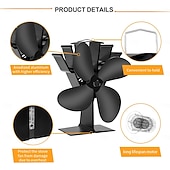 halpa Lamput ja varjostimet-4-lapainen puuliesituuletin, lämpökäyttöinen takkatuuletin tehokkaaseen lämpimän ilman kiertoon, hiljainen toiminta, liesitarvikkeet puu-/puuliesiin, kestävä muotoilu