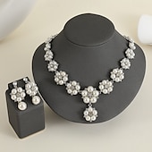 halpa Korusetit-Korusetti 2 Vihreä Helmi Kromi 1 Kaulakoru Korvakorut Naisten Tyylikäs Vintage Muoti Vintage-tyyli Perinteinen Korusetti Käyttötarkoitus Häät Juhla Häävieras