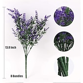 Недорогие Искусственные растения и цветы-8 связок искусственных цветов, искусственные уличные растения, лаванда, пластиковые кустарники и искусственные папоротники, зимостойкие искусственные растения для помещений. &amp;наружные подвесные