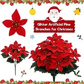 billiga Kransar, Girlander &amp; Swags-4 st konstgjorda julstjärnor – realistisk bukett för bröllop, veranda, trädgård, inomhus &amp;utomhussemester och heminredning