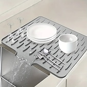 cheap Kitchen Utensils &amp; Gadgets-2pcs Kitchen Non-Slip Silicone Drainage Mats – Built-in Drain Design, Heat Resistant and Easy to Clean, Suitable for Countertops, Sinks, and Refrigerators