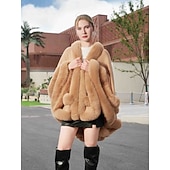 billige Pelssjal-Pelssjal Plus Size Curve Hold Varm Ermeløs Flaggermusermer Polyester Bryllup Wrap Med Ren Farge Til Spesiell Leilighet Høst vinter
