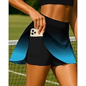 baratos Saias e Skorts Femininos-Mulheres Gradiente Arte abstrata Saia de tênis Sem Manga Patchwork Bolsos 2 em 1 UPF50+ Resistente a UV Multicamada Voleibal Tênis Badminton Calção Saias Azul Azul Céu Vermelho Rosa Roupas de tênis