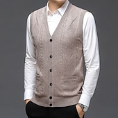 preiswerte Herren Strickjacke-Herren Pullover Kleid Pullover Strickjacke Strickpullover Gerippt Stricken Normale Oberteile Gestrickt Gerippt Einfach V Ausschnitt Mode Schals Geschäft Lässig Bekleidung Frühling Herbst Marineblau